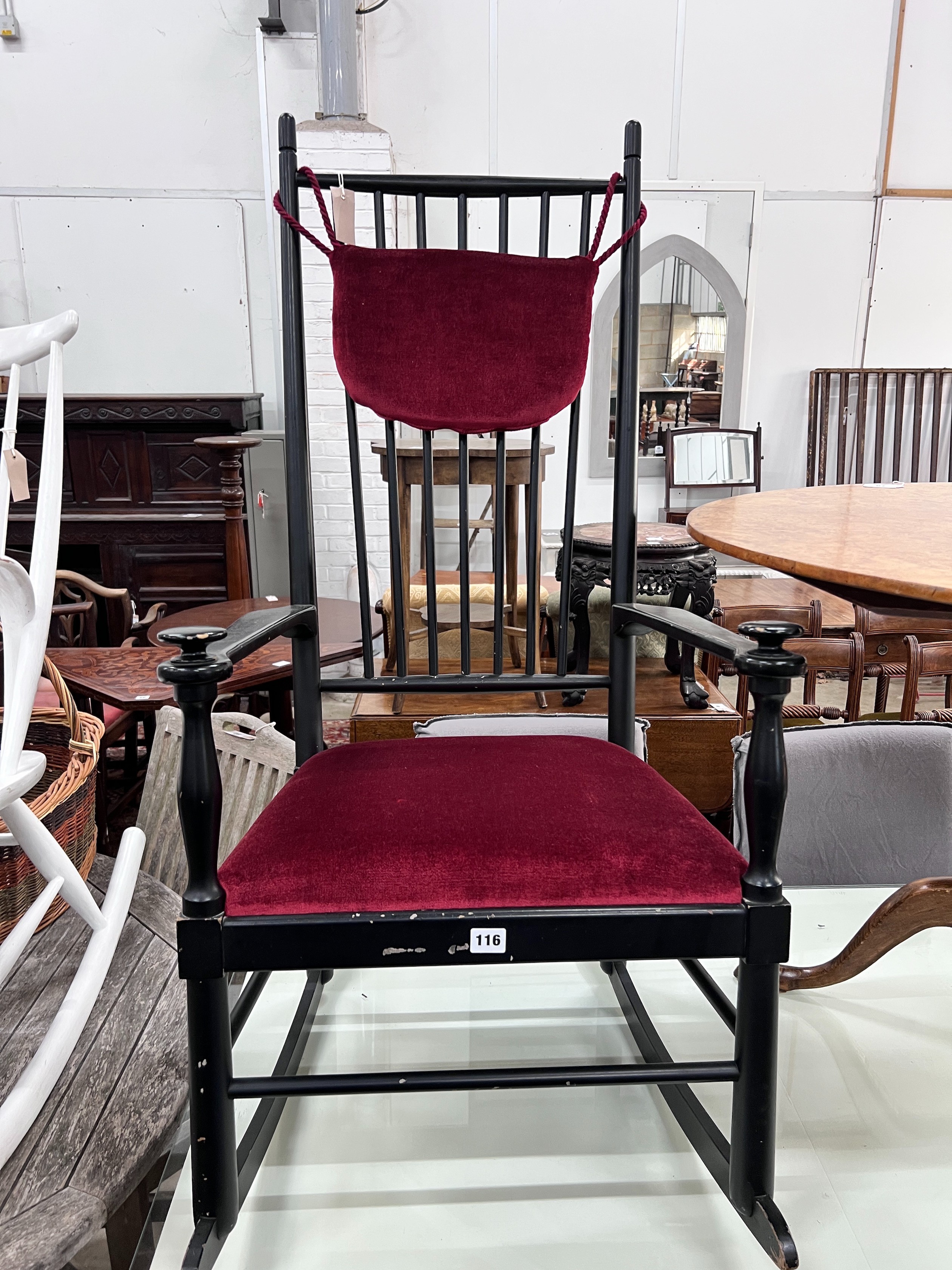 Karl Axel Adolfsson for Gemele - An Isabella ebonised rocking chair, width 56cm, depth 48cm, height 115cm *Please note the sale commences at 9am.